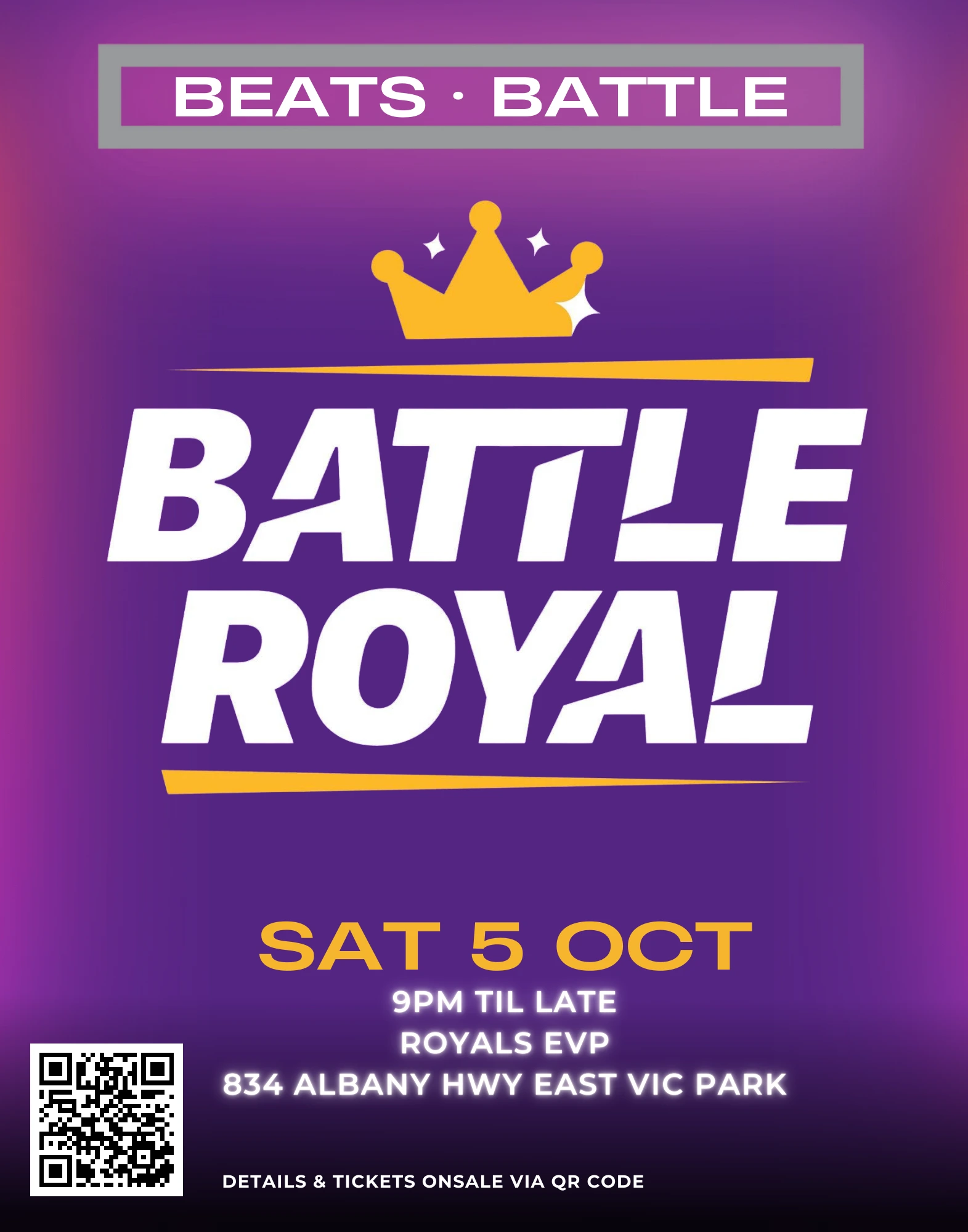 Battle RoyAls on October 5 at RoyAl's Chicken & Burgers East Victoria Park