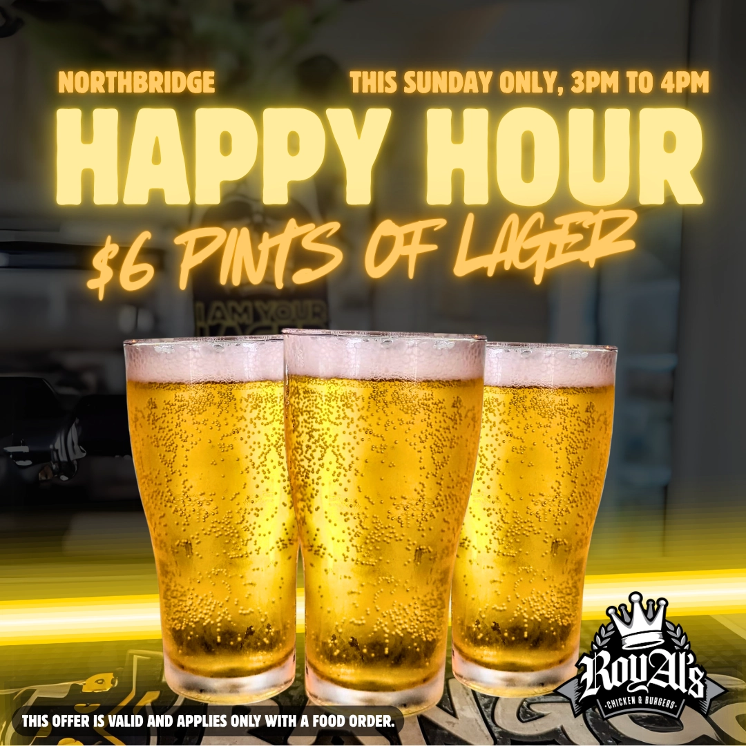 Northbridge Sunday Happy Hour Promo Poster